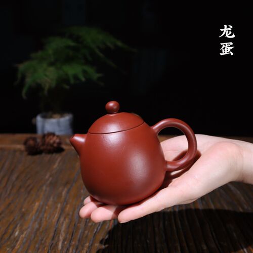潮州手拉壶原矿鱼籽朱q泥小容量工夫茶具茶壶全纯手工小品龙蛋壶