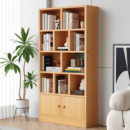 儿童实木书架落i地置物架客厅一体靠墙收纳柜子储物柜学生家用书