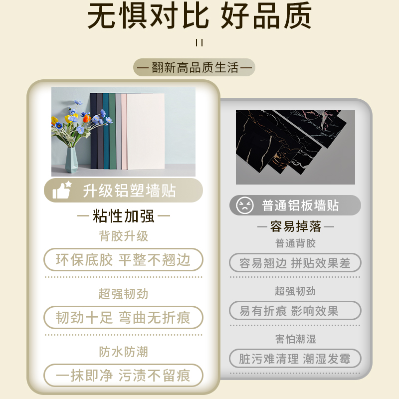 肤感铝塑板墙贴自粘防水r防潮墙纸墙面翻新pvc装饰护墙板瓷砖贴纸
