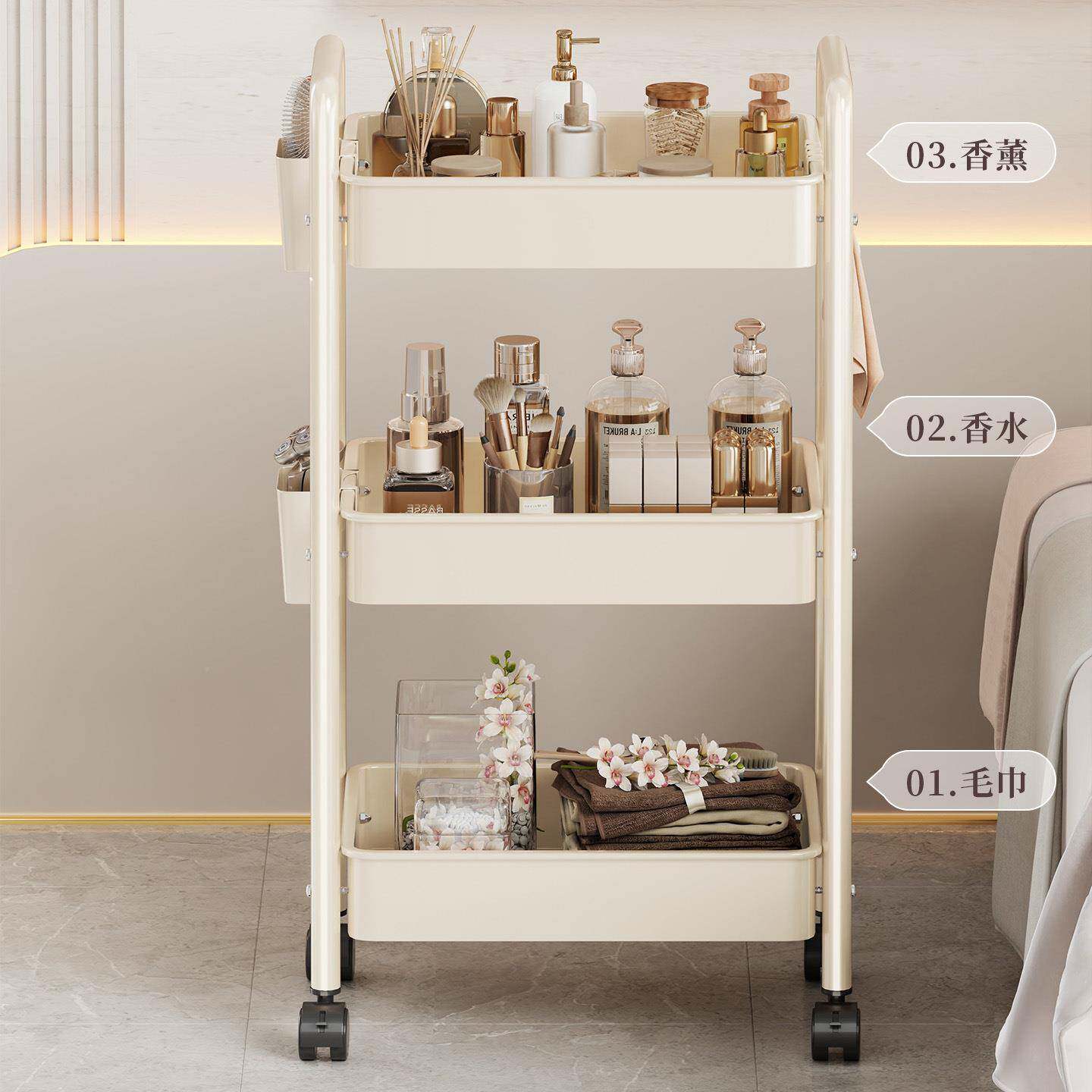 简书落架地可移动多层易推书柜家用带轮零食置物架小车桌面226186