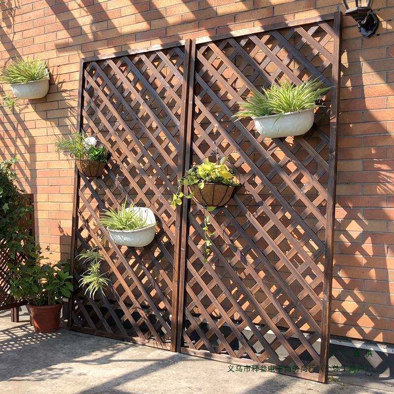 花炭化笆木防腐木栅栏篱F9M778TH塑木围栏护栏院网格隔断爬藤架室