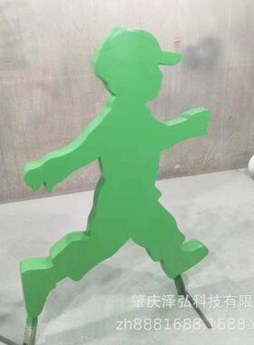 地产花供园剪影人物动物雕绿色简易雕塑塑制作厂家DJP直摆狗件