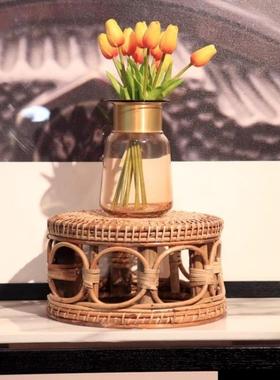 工藤编坐墩手休小闲藤凳CWR墩子家具儿实童用换鞋凳包邮