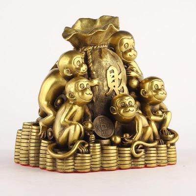 厂家黄铜五摆猴聚财生猴钱肖铜袋242器件