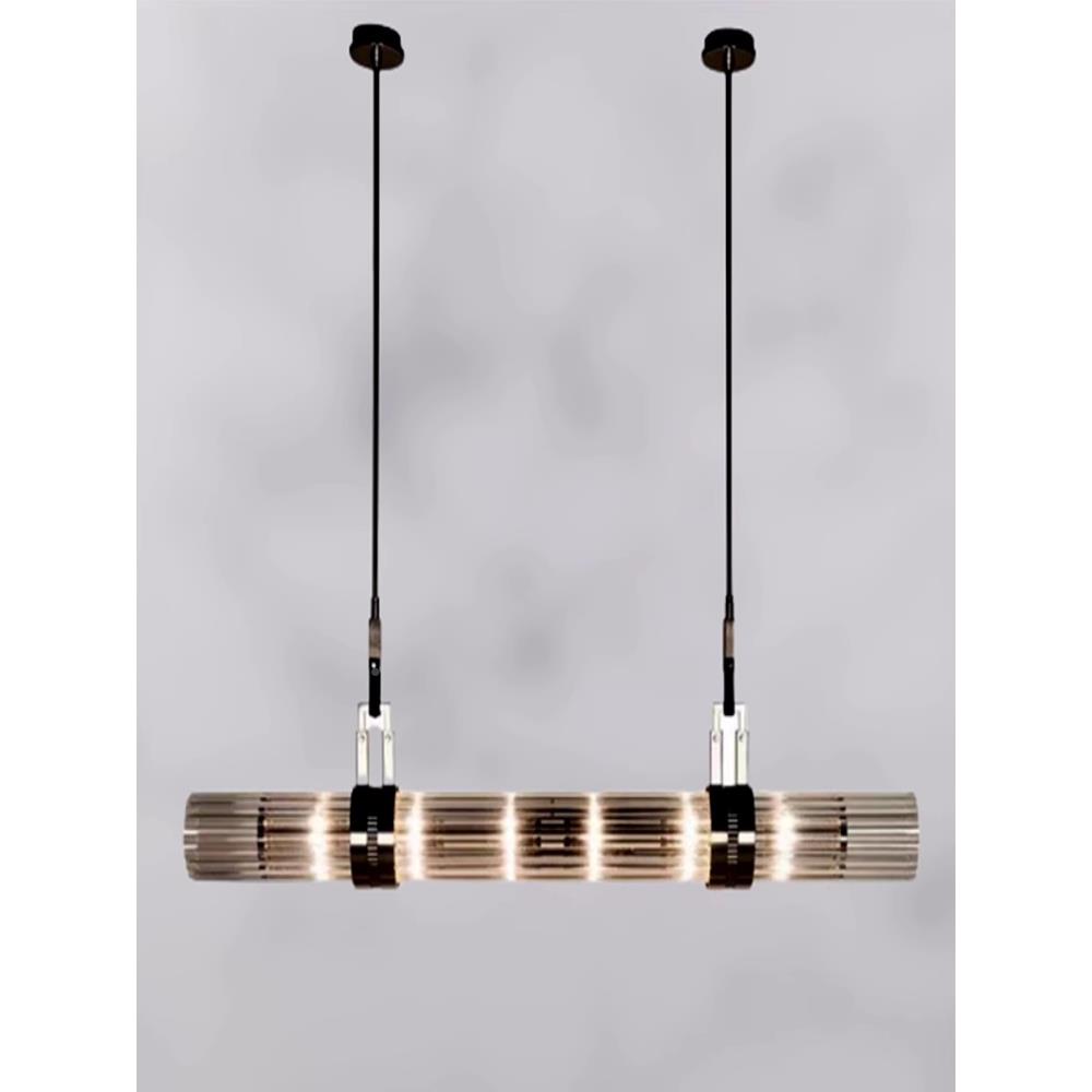 新款轻奢代极423简不锈钢餐厅台吊灯北设计师长欧条灯样现板间吧