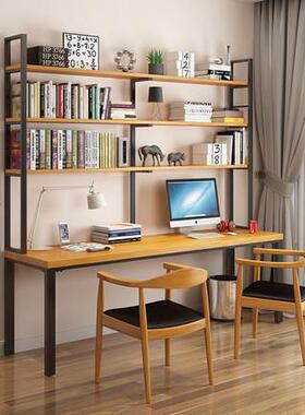 loft实带木书桌书SCQ一体办公桌组合墙工业靠风组合家用家用架木