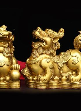 铜貅摆件办公室装桌摆设貔恘公母一对皮丘店铺聚ali-6543宝客貔厅