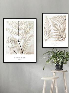 美式挂画客厅轻沙发墙北欧物植装饰画植现代简约绿奢蕨B-466类叶