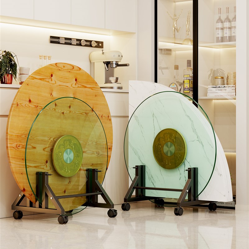 餐桌玻璃b转盘存放架家用放圆桌面专用收纳架子支架转盘托架置物