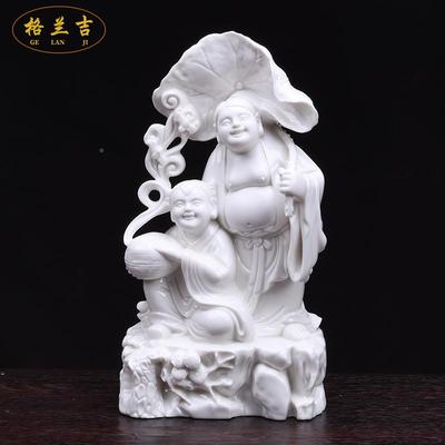 德白陶瓷和合摆件卧室婚房摆设化陶瓷瓷娃娃结婚礼品家中ERF居式