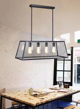 灯吊lo长ft北欧工业风美服装店方形铁艺式复古餐Jx23113厅吧台爱