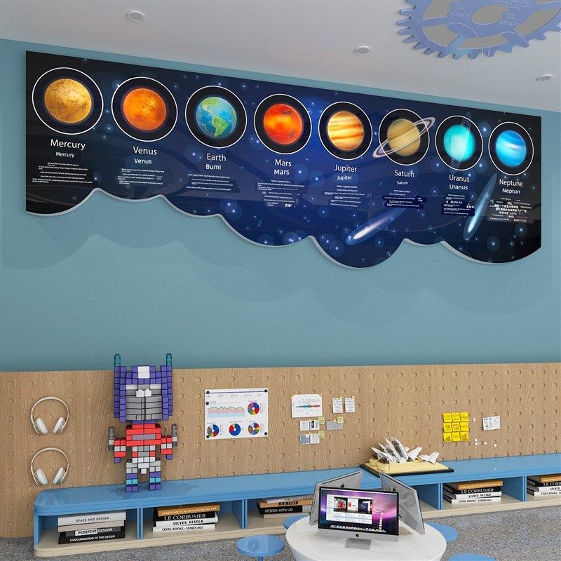 星球太空主题航天员科技学成品班级教室布置黑板报幼儿园墙面装饰,家居饰品,文化墙贴,淘宝优惠券,粉丝福利购,淘宝优惠卷
