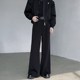 男宽松垂感微喇叭十分裤 长裤 免烫黑色拖地裤 西裤 阔腿裤 高级感西裤