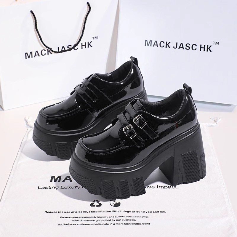 英伦风乐福鞋单鞋女2025春季新款百搭粗跟厚底10CM黑色高跟小皮鞋,女鞋,乐福鞋（豆豆鞋）,淘宝优惠券,粉丝福利购,淘宝优惠卷