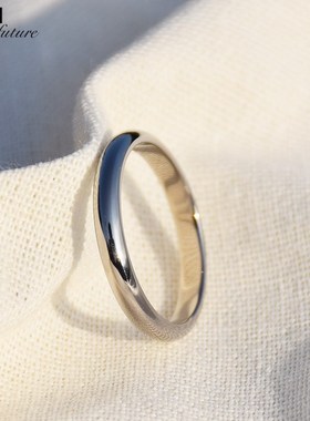 《十二》纯钛光面素圈戒指纯色简约小众质感闭口男女情侣对戒素戒