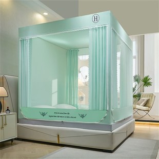 蚊帐家用2024新款 1.8米儿童防摔1.5x1.9床 卧室高级遮光床帘一体式