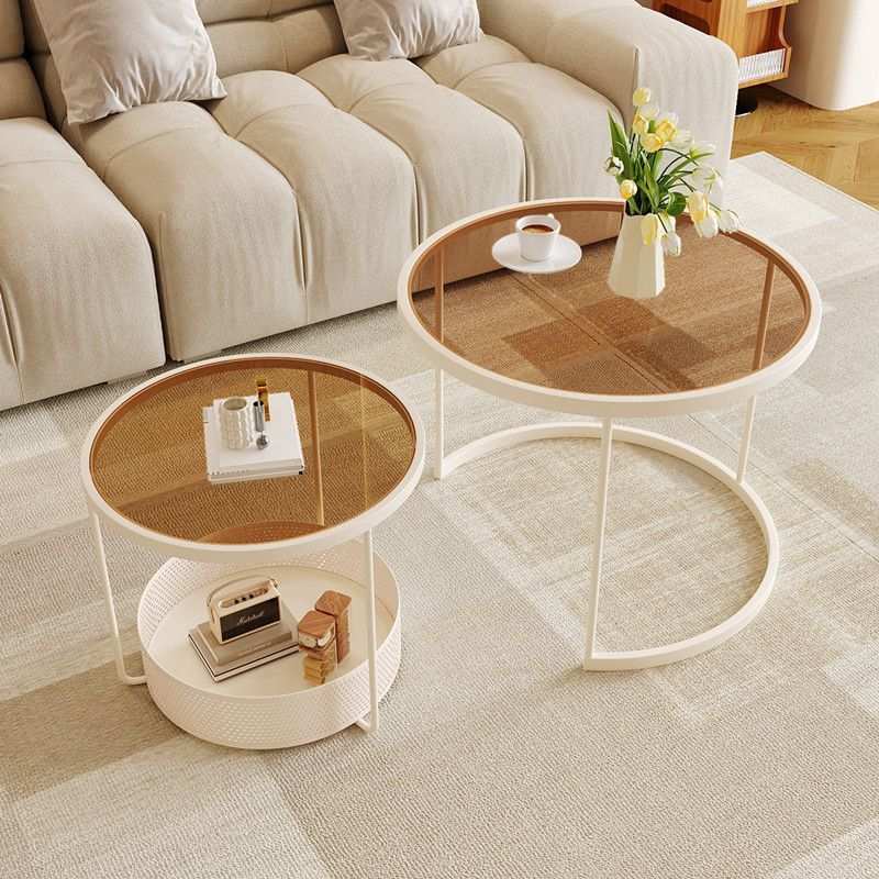 2024新款创意沙发客厅家用一体组合茶几小户型玻璃圆桌子简约现代