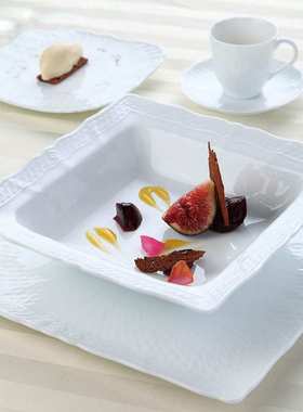 Noritake则武cher blanc浮雕白色方盘家用餐具餐盘创意菜盘西餐盘