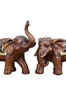 招财大象摆件一对酒柜装饰品办公室桌面摆设工艺品店铺开业礼品