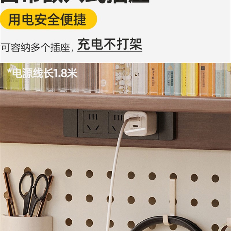 福岚加厚全实木转角书桌书架一体桌小户型卧室电脑桌写字桌带插座