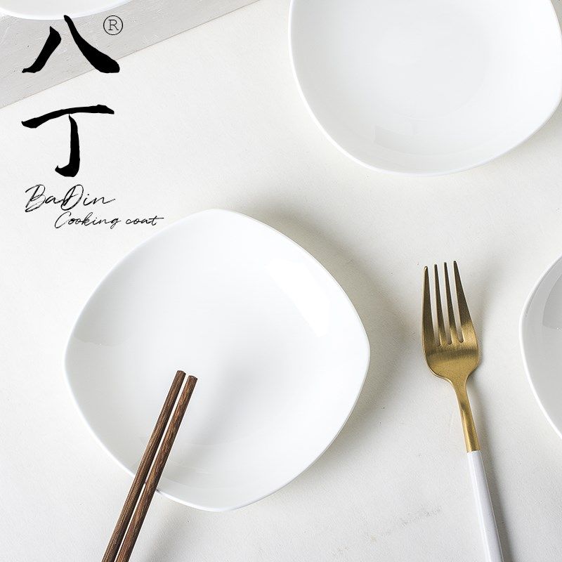 经典简约纯白骨瓷5.5英寸方形小食碟刺身冷菜甜点蛋糕小盘子餐具,餐饮具,盘,淘宝优惠券,粉丝福利购,淘宝优惠卷
