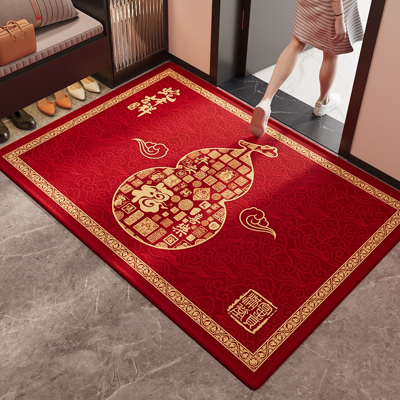 红色蛇年入户门地垫耐脏免洗家用地毯大门口进门脚垫防滑地毯定制