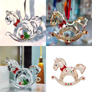 奥地利水晶摇f摆木马汽车挂件饰内饰装饰吊坠圣诞礼物网红木马车