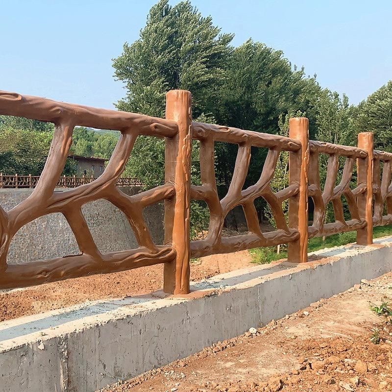 云南仿木栏杆 景区河道仿木纹树藤树皮大理石水泥栏杆 混凝土护栏