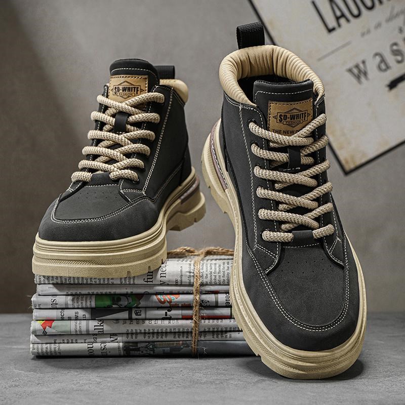 秋冬季马丁靴户外工装鞋大码男鞋45高帮鞋38码内增高鞋靴子休闲鞋