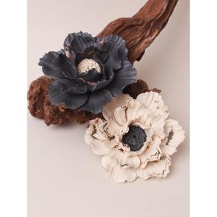 手工捏陶瓷花非遗侘寂风中式 摆件玫瑰蜜桃线香香插底座创意扩香石