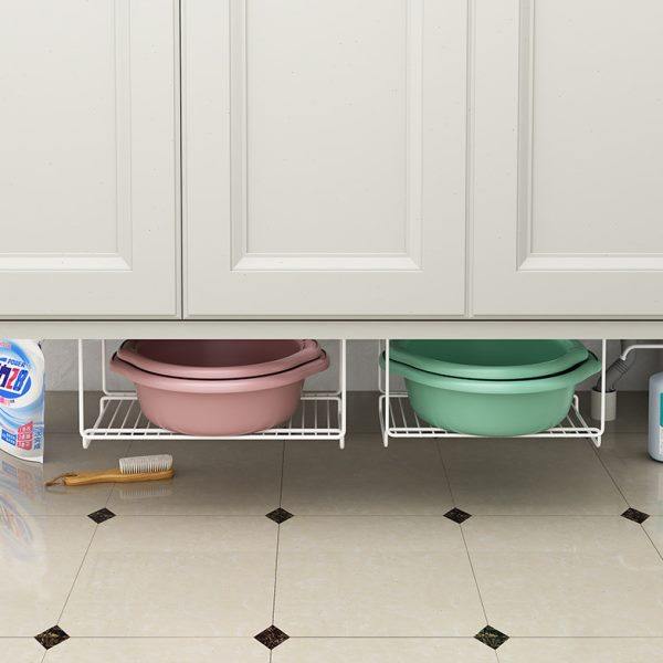 浴室柜下盆子置物架卫生间脸盆收纳架洗漱台底部悬空壁挂式免打孔,收纳整理,化妆品收纳架,淘宝优惠券,粉丝福利购,淘宝优惠卷