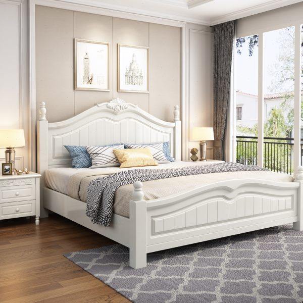 实木床1.8米主卧室现代简约双人韩式储物田园白色1.5欧式公主婚床