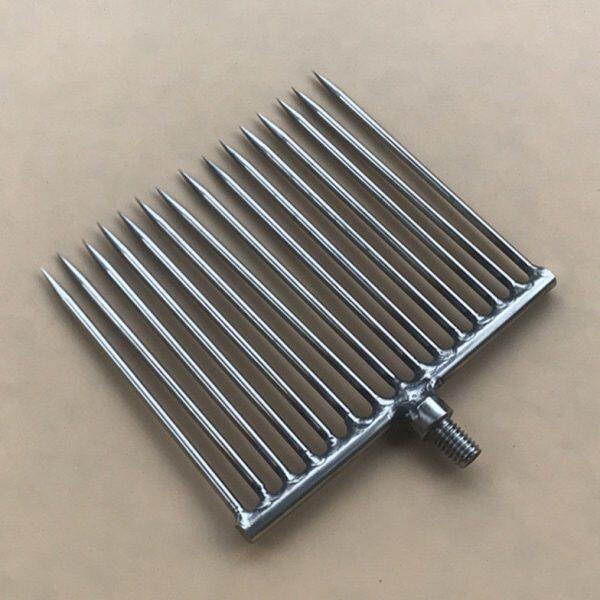 不锈钢15齿圆尖小鱼叉头 八齿扁平排叉渔插8MM螺口黄鳝叉子不带杆