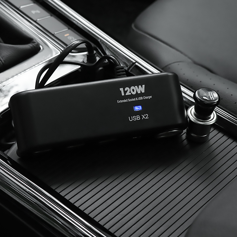 车载点烟器一拖四m电源转换分配A器汽车带双USB充电器可点烟器