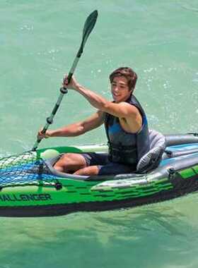 原装INTEX68305漂流船橡皮划艇人冲锋舟1人船送船桨气泵