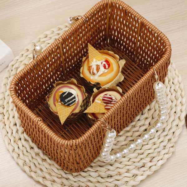 喜铺花朵收纳藤编篮木条编制装饰插花篮杂物创意用品小花篮