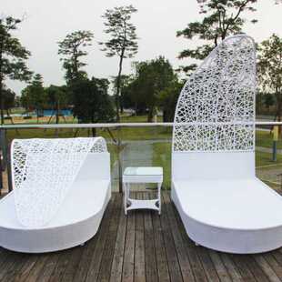 沙滩椅藤编户外庭院长藤椅游泳池水疗休闲躺床躺椅