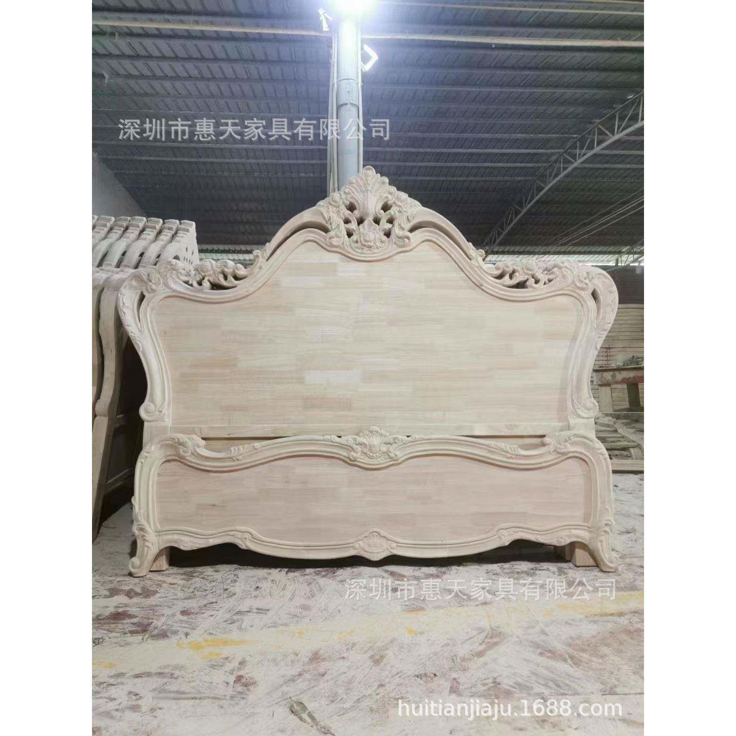 新款式软包白茬床18米橡胶木.实欧木白坯床扪包床8193#软白胚包靠