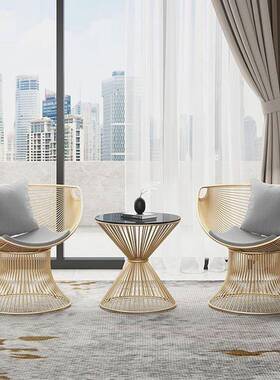 网成红现代轻奢阳台单组人休闲沙发椅茶几椅三件套人XTC家用桌椅