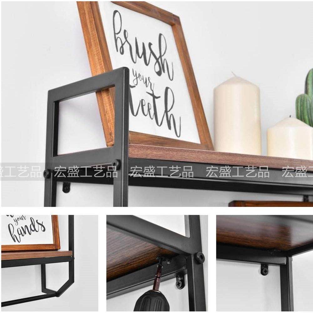 铁艺壁上挂双层收纳双层收纳毛巾墙一字隔置板物架实木书架架花架