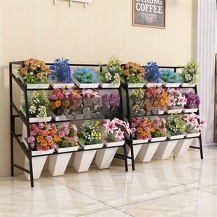 铁艺多层花店花架阶梯式醒花桶鲜花收纳架展示架花卉置物架落地式