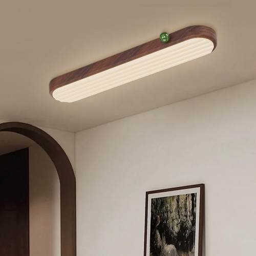 中古风道61灯走灯创意网红薯过片廊灯长条木胡桃纹色玄关阳台吸顶