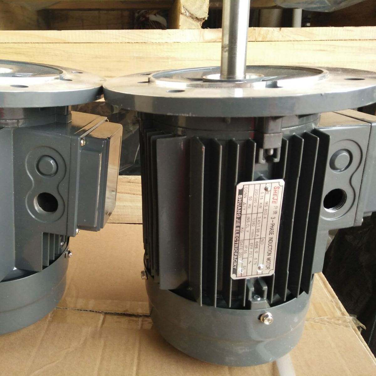 烤箱专用电机SHEJE升捷长轴铝壳电机MS802-4 0.75KW 4P 轴长150/2