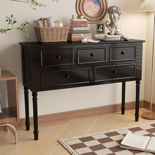 玄关柜门客厅实过929木美式 复古卧室厅纳储收物置物柜黑色道靠墙