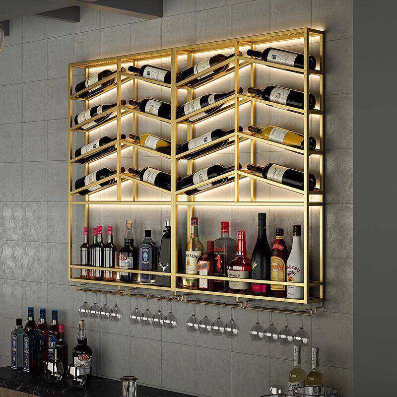 现代简约红架墙挂上高档家用酒吧CMI欧式客厅酒柜轻创奢意挂酒式