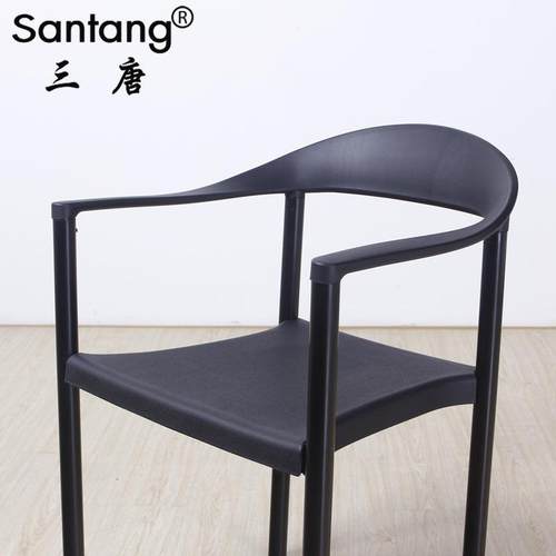 家简约现代扶手靠户背椅成人家用餐厅具黑79809白外围椅塑椅料子