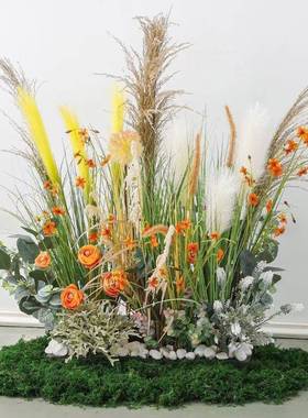 花仿语花坊仿真花户假花草酒店大厅装饰芦hY8y3nwH苇草外花艺橱窗