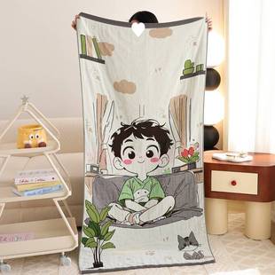 a类母婴级纯棉纱布浴巾吸水速干不毛卡通可爱加厚洗澡裹巾