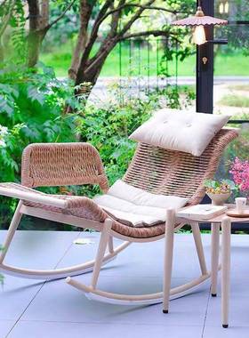 檀花摇椅躺闲椅大阳台家用休藤椅复户古人藤编懒人椅外MCV庭院摇