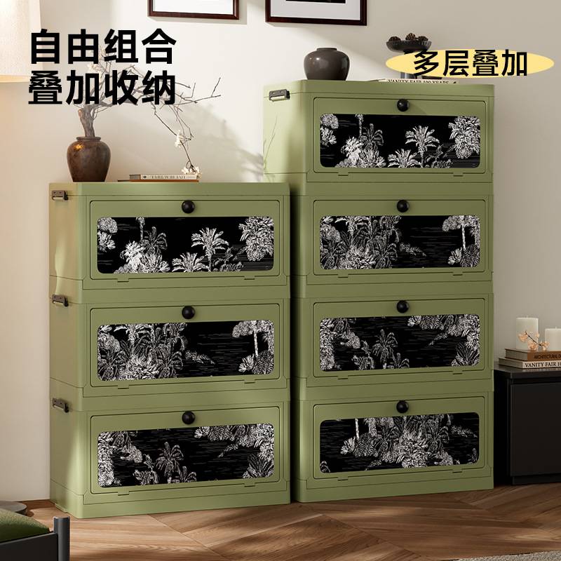 复古收纳柜儿童玩具大容量防尘储物柜多功能厨房落地多层叠加橱柜
